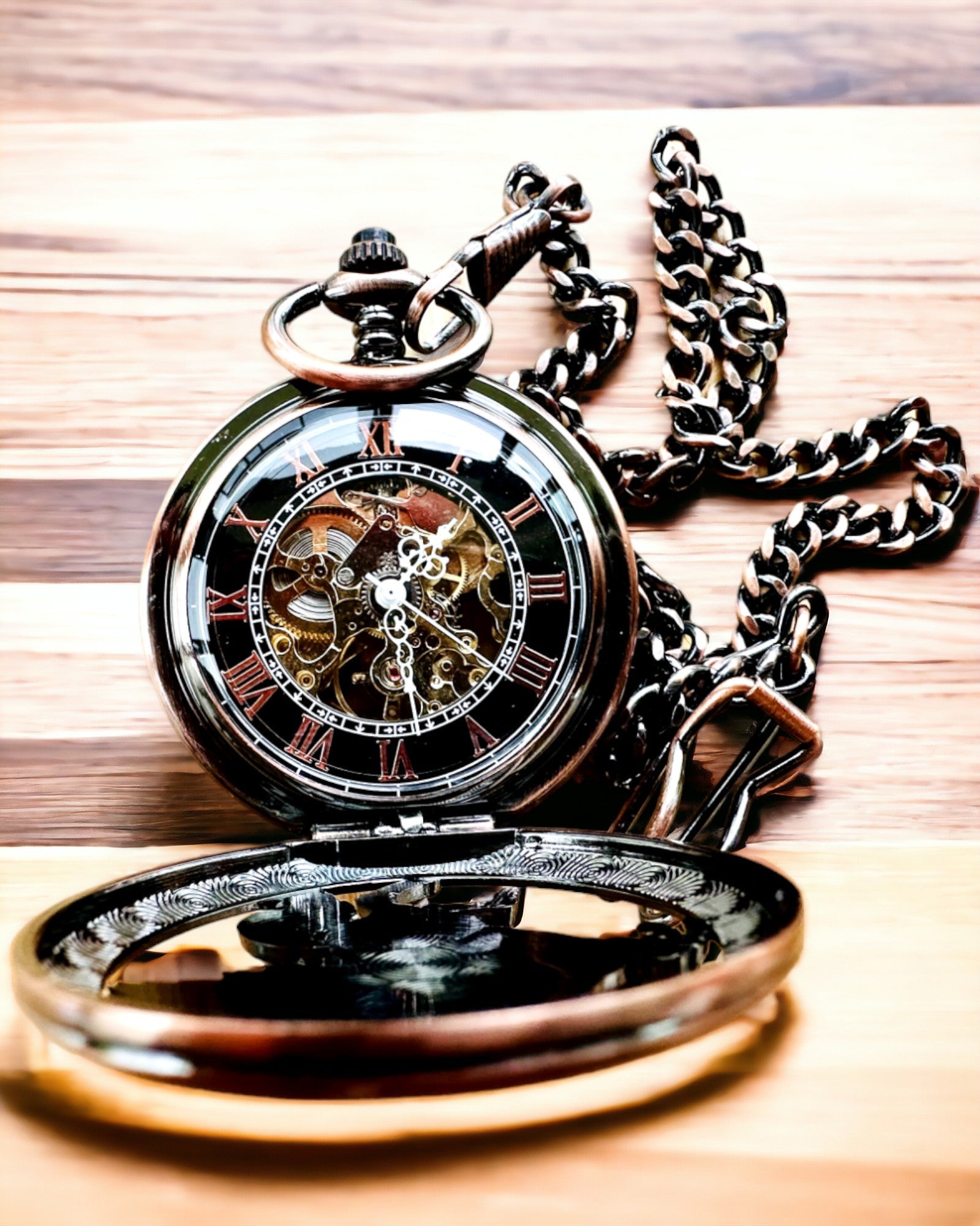 Fickur "Equus Tempus" - Färg: Brun, Roséguld med Hästmotiv, möjlighet till gravyrpersonalisering