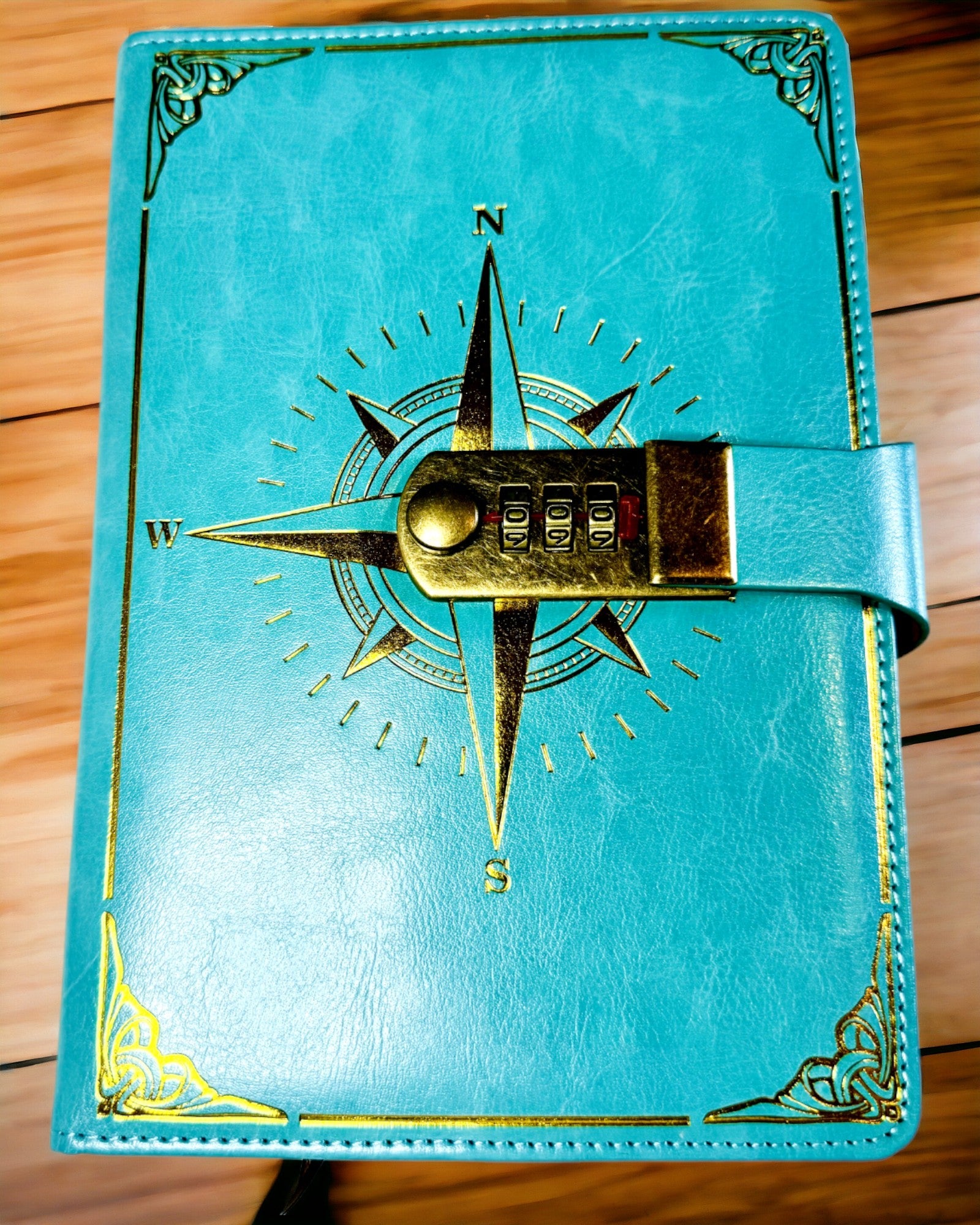 Notatnik Premium med Kodlås A5 - Vintage Stil med Kompass, Japansk Design, Kontorsmaterial för Studenter och Företag. Personalisering med Gravyr
