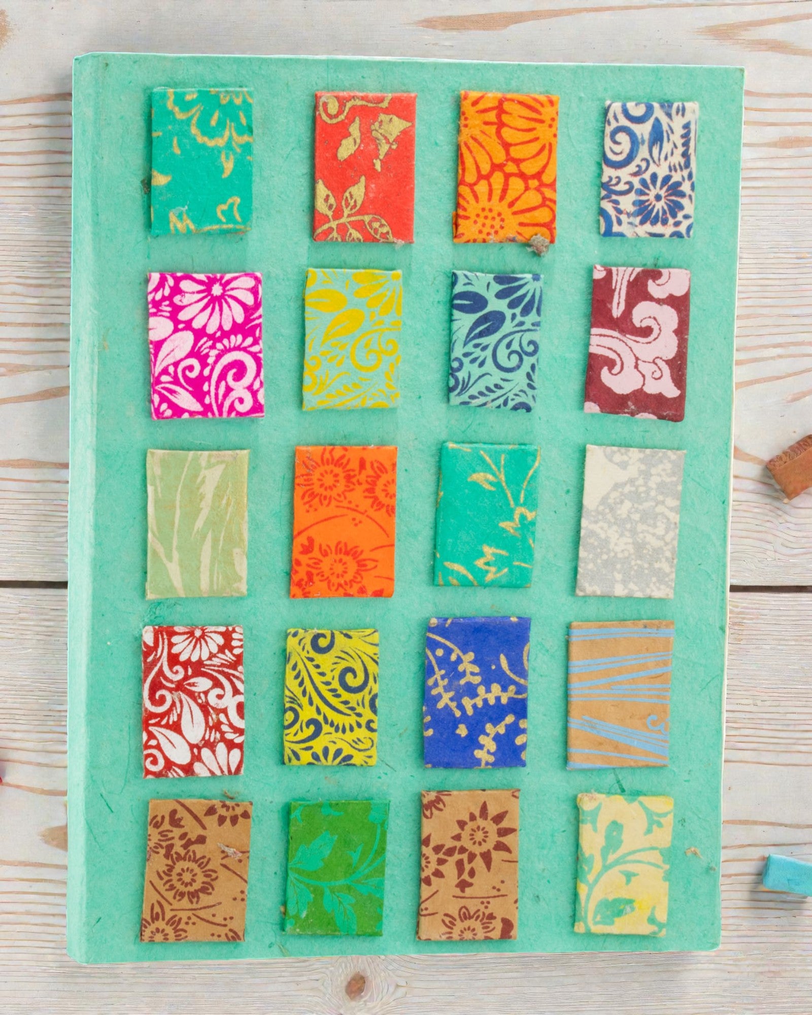 Konstnärlig anteckningsbok Lokta Mosaik – Minikakel turkos (45 blad, 21 x 15 cm)