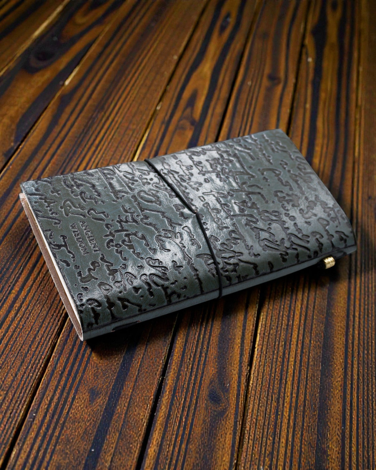 Handgjord läderanteckningsbok – Goda idéer och andra drömmar – Grå (80 sidor)