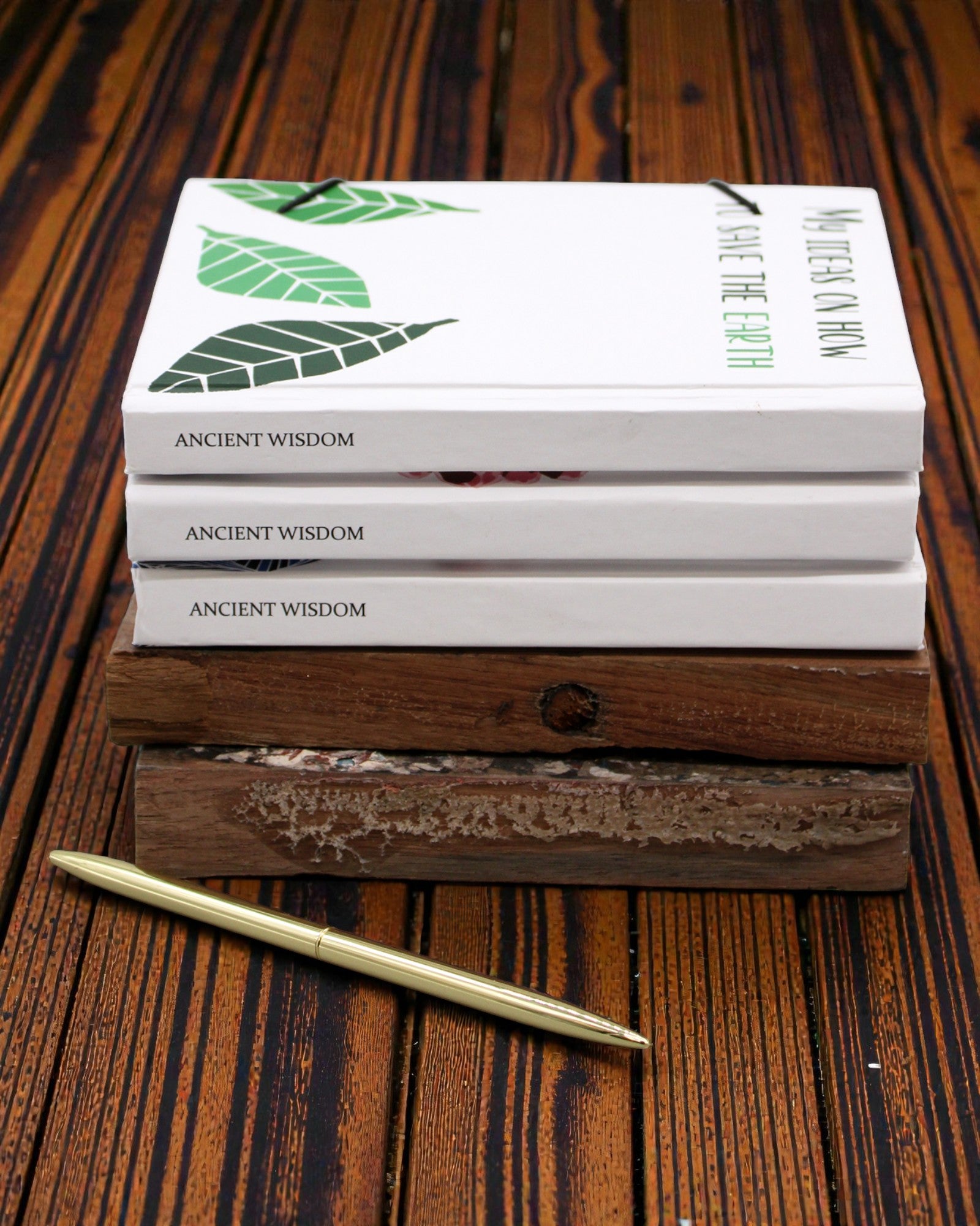 Leaves Together – liten anteckningsbok med rem och kokosknapp 18 × 12,5 cm, 200 sidor