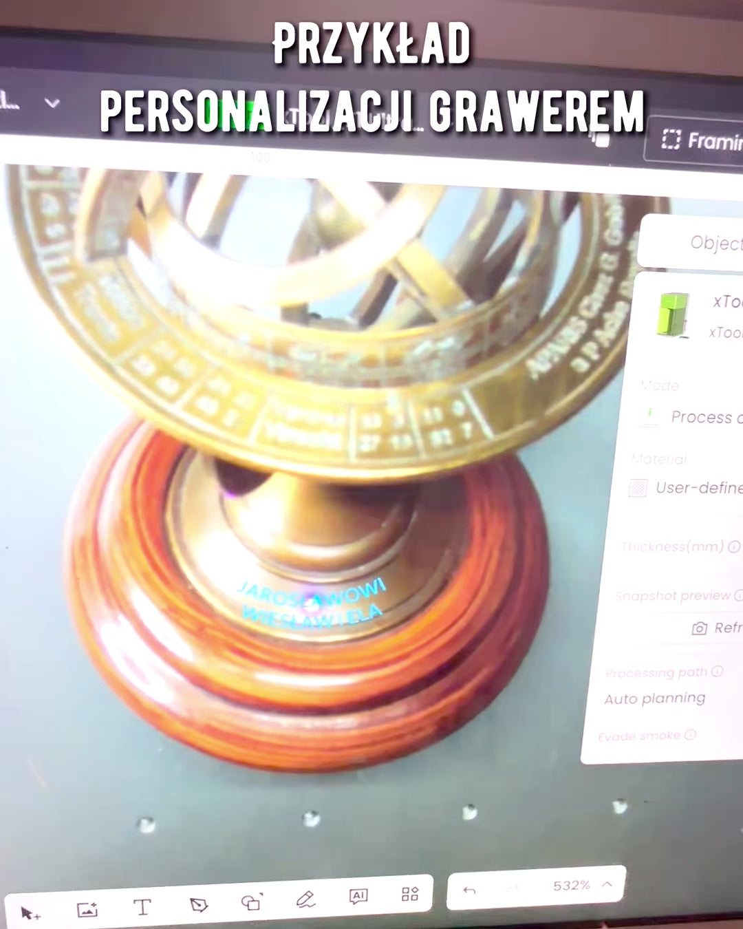 Mässingsarmill "AstroGlobe" 13 cm hög, Handgjord med Graveringsalternativ, kontorsdekoration