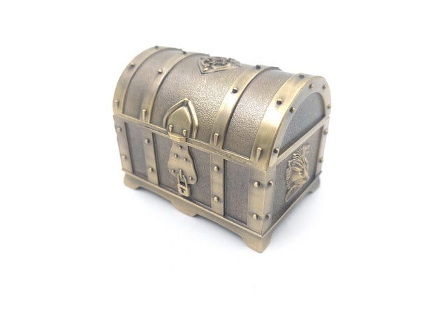 Retro metallskattkista med gravyr - Silverfärgad ask 7x5x5 cm