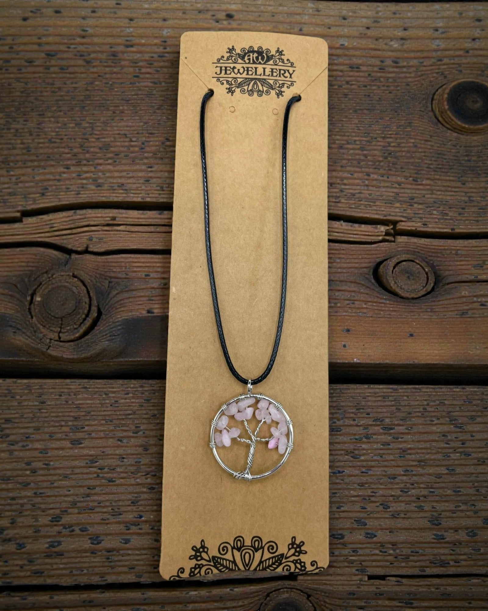 Halsband Livets träd Kärlek och ömhet – Rosenkvarts