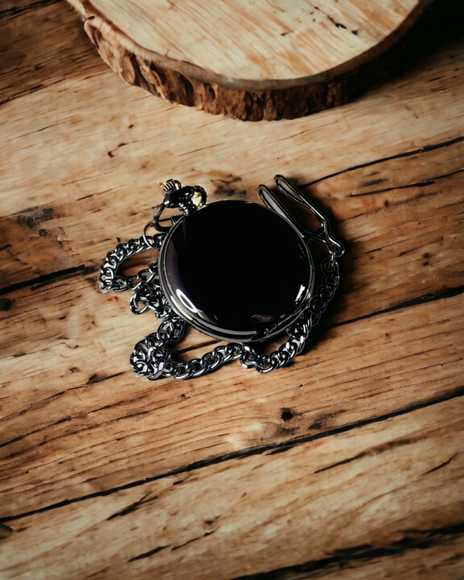 Klassisk Mekanisk Fickur med Dubbel Lock – Manuell, Svart, personalisering med gravyr