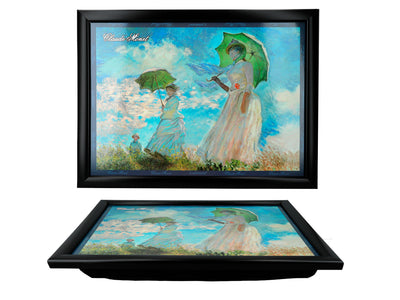 Laptopbricka C. Monet, Kvinna med parasoll, personlig med möjlighet till gravyr, elegant och konstnärlig, 30.5x40.5cm, perfekt som present