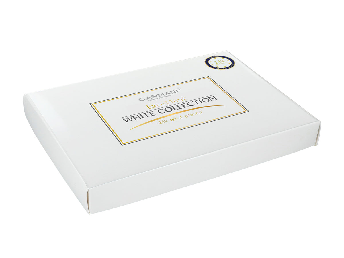 Set med 6 teskedar guldförgyllda i 24K guld, Vita ögon CARMANI, med möjlighet till personlig gravyr - elegant present för alla tillfällen, mått 13 cm
