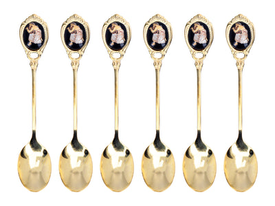 Set med 6 skedar belagda med 24K guld med grekiskt motiv