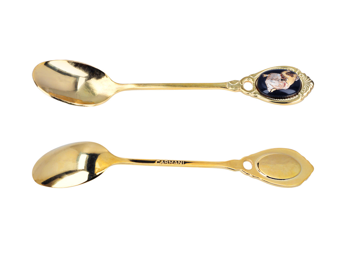 Set med 6 skedar belagda med 24K guld med grekiskt motiv