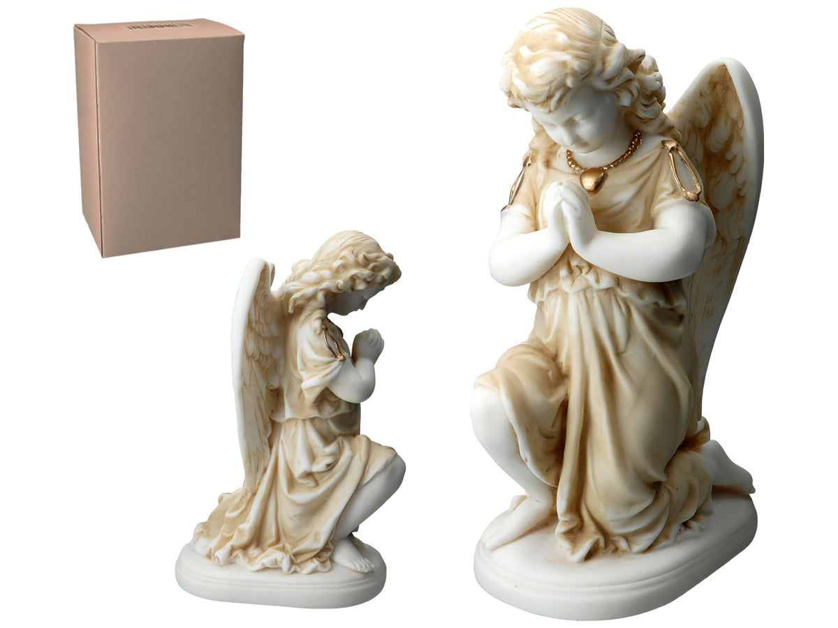 Alabasterängel i bön - alabasterfigur 25cm med möjlighet till personlig gravyr