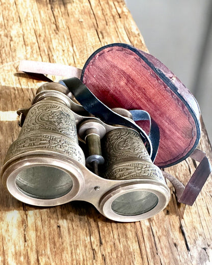 Kikare med läderfodral Victorian's Eye, 11 cm Mässing, Handdekorerad, personalisering med gravyr som present