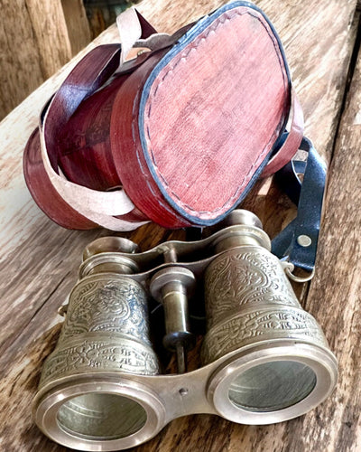 Kikare med läderfodral Victorian's Eye, 11 cm Mässing, Handdekorerad, personalisering med gravyr som present