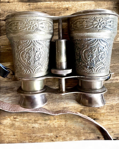 Kikare med läderfodral Victorian's Eye, 11 cm Mässing, Handdekorerad, personalisering med gravyr som present