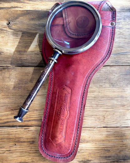 Mässingsförstoringsglas Navigator 1941 med Läderfodral – Handgjord, Premium, möjlighet till anpassning som present