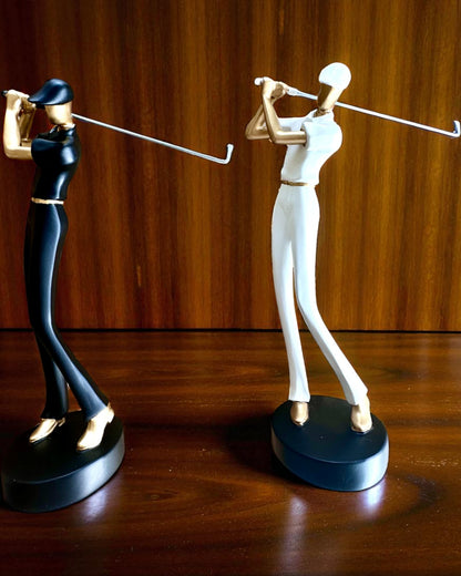 Golfspelare figur "Swing Elegance", 24 cm hög, dekorativ med möjlighet till gravyr som present
