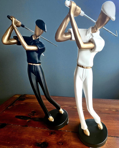 Golfspelare figur "Swing Elegance", 24 cm hög, dekorativ med möjlighet till gravyr som present