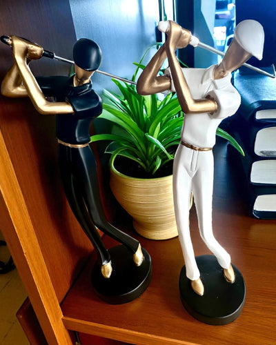 Golfspelare figur "Swing Elegance", 24 cm hög, dekorativ med möjlighet till gravyr som present