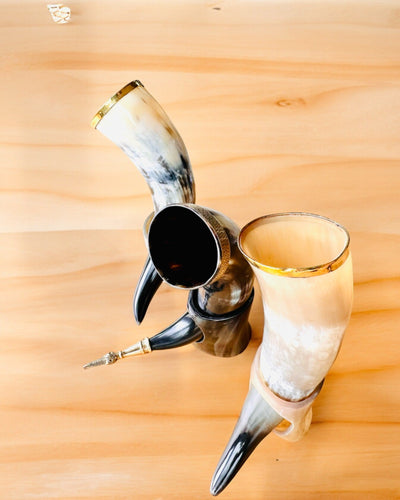 Hornmugg "Viking Valor" - Handgraverad, Premiumkvalitet - 4 varianter att välja mellan