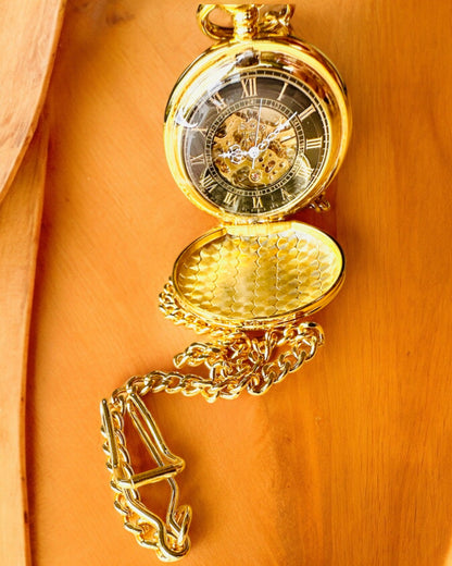 Grand Elegance Fickur med Dubbel Lock, Manuell, Guld Färg, med gravyr som present