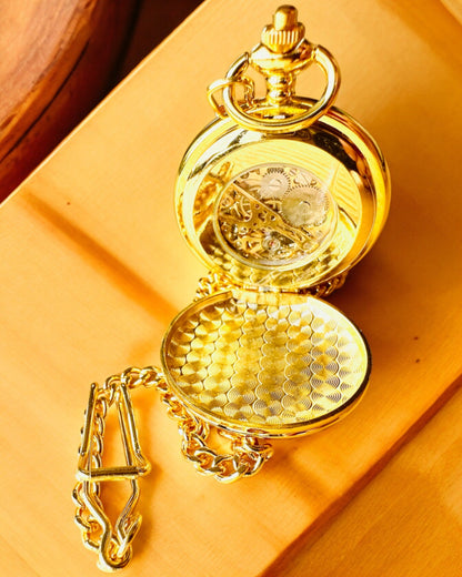 Grand Elegance Fickur med Dubbel Lock, Manuell, Guld Färg, med gravyr som present