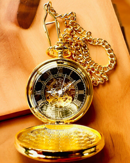 Grand Elegance Fickur med Dubbel Lock, Manuell, Guld Färg, med gravyr som present