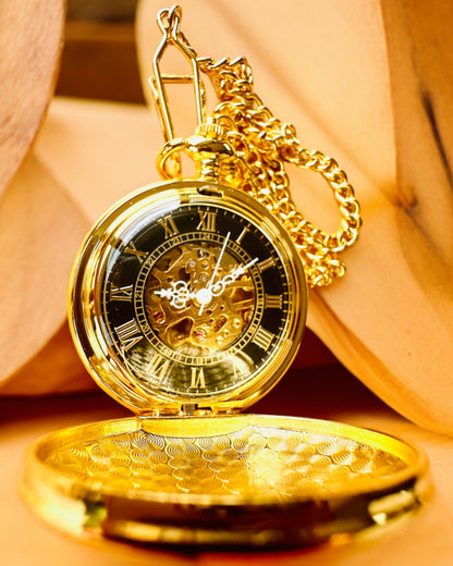 Grand Elegance Fickur med Dubbel Lock, Manuell, Guld Färg, med gravyr som present