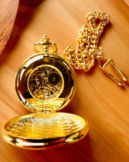 Grand Elegance Fickur med Dubbel Lock, Manuell, Guld Färg, med gravyr som present