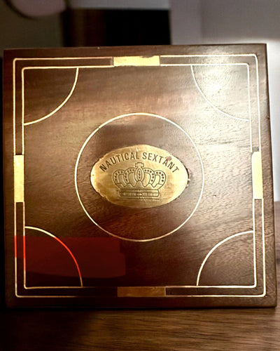 Stort Träskrin för Sextant eller premiumkompass "Mariner's Legacy" med Möjlighet till Gravyr