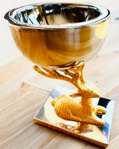 Dekorativ skål Hjort Trofé – Hantverk från Indien, personalisering med gravyr