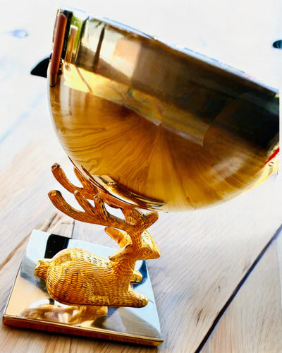 Dekorativ skål Hjort Trofé – Hantverk från Indien, personalisering med gravyr