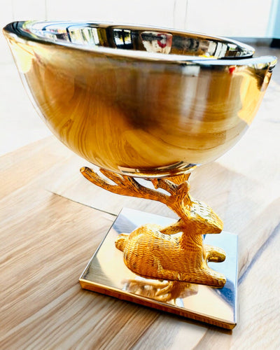 Dekorativ skål Hjort Trofé – Hantverk från Indien, personalisering med gravyr