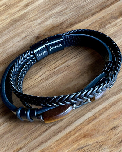 Herrarmband Magnetic Love – läder med möjlighet till personlig gravyr som present