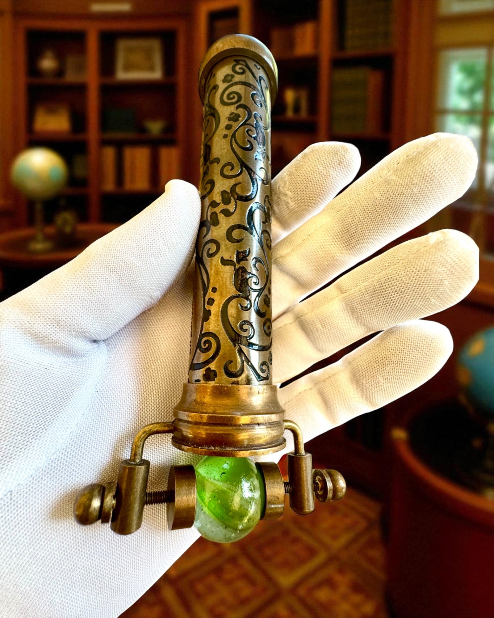 Vintage kalejdoskop ”Emerald Dreams”, 15 cm – handgjord, med möjlighet till personlig gravyr som present