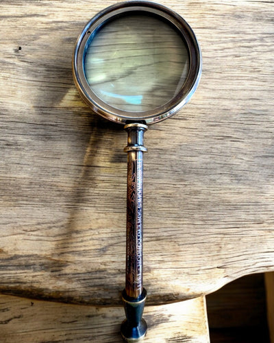 Mässingsförstoringsglas Navigator 1941 med Läderfodral – Handgjord, Premium, möjlighet till anpassning som present