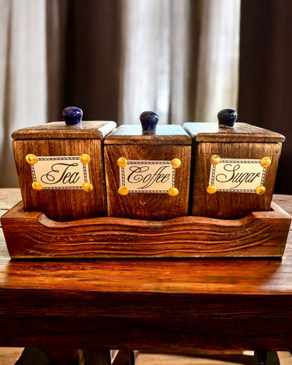 Set Royal Trio – Te, Kaffe, Socker av Shishamträ, handgjord, med möjlighet till gravyr som present