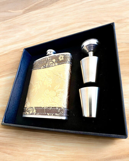 Elegant fickplunta "Golden Rose" med glasuppsättning, personlig gravyr som present