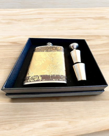 Elegant fickplunta "Golden Rose" med glasuppsättning, personlig gravyr som present