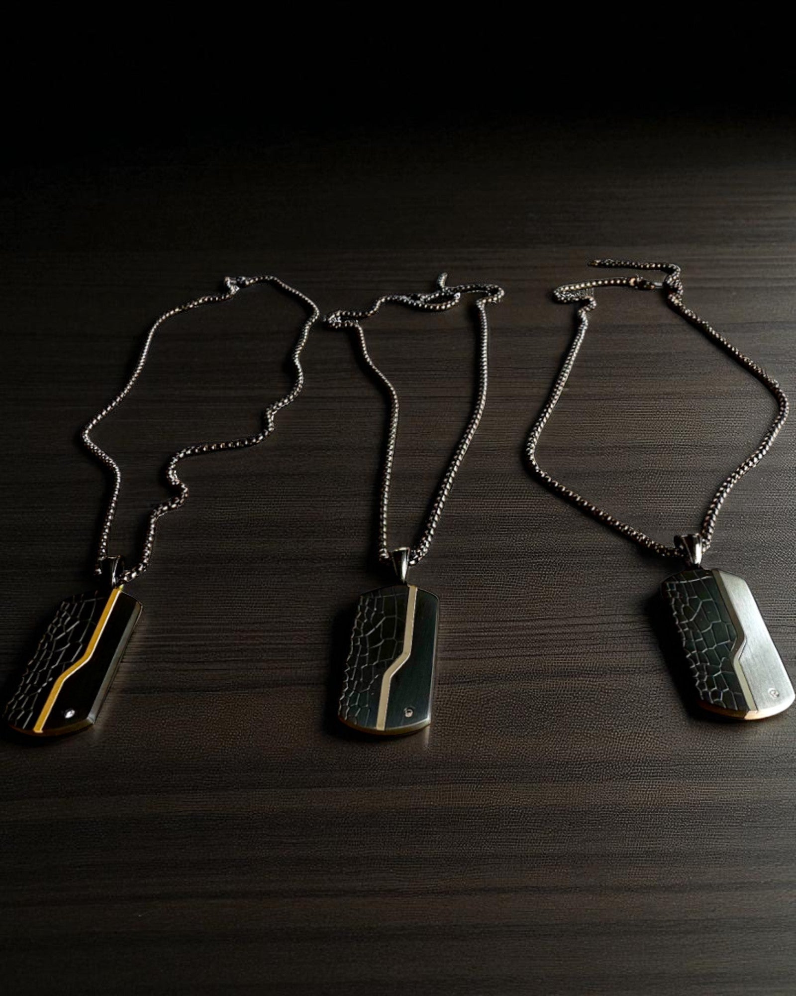 Herrhalsband Dog Tag "SteelVision" – rostfritt stål, 15 varianter, anpassning med gravyr
