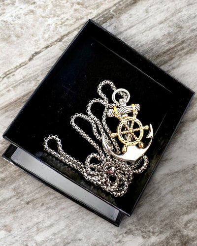 Amulett Sjöankare Kapten, halsband med möjlighet till gravyr som present
