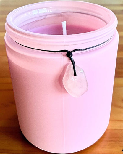 Intentionellt sojaljus Rosenkvarts – kärlek, harmoni och hjärtats lugn, 250 ml, möjlighet till personlig anpassning som present