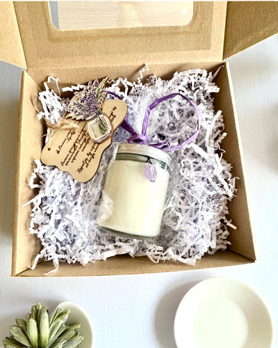 Intentionellt sojaljus Ametist – lugn, harmoni och rening, 250 ml, möjlighet till anpassning som present