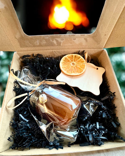 Intentionell sojavaxljus 250 ml med naturlig sten – välj din energi: Citrin eller Granat, personlig gravyr som present