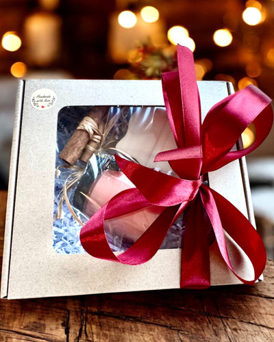 Intentionell sojavaxljus 250 ml med naturlig sten – välj din energi: Citrin eller Granat, personlig gravyr som present