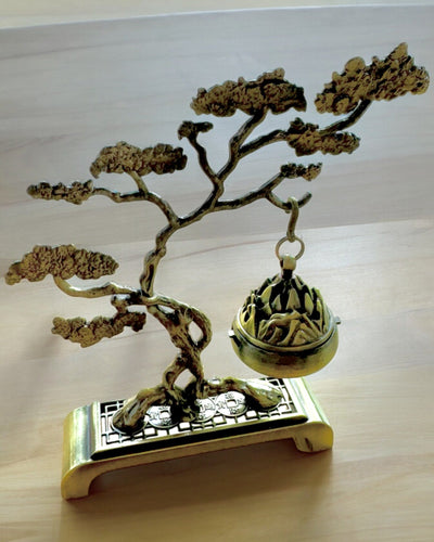 Elegant metallhållare för bonsai-rökelse - möjlighet till personlig gravyr som present