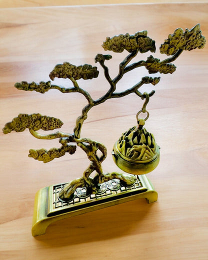 Elegant metallhållare för bonsai-rökelse - möjlighet till personlig gravyr som present