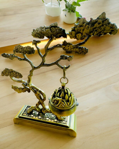Elegant metallhållare för bonsai-rökelse - möjlighet till personlig gravyr som present