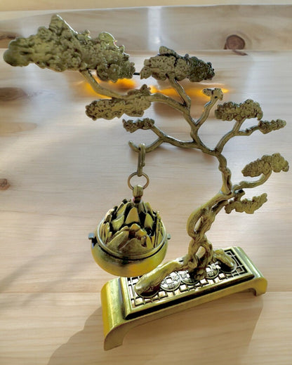 Elegant metallhållare för bonsai-rökelse - möjlighet till personlig gravyr som present
