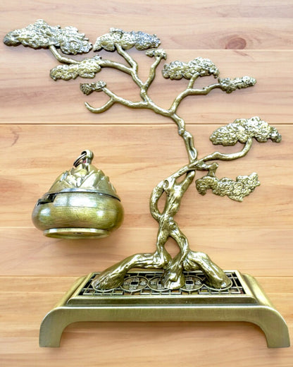 Elegant metallhållare för bonsai-rökelse - möjlighet till personlig gravyr som present