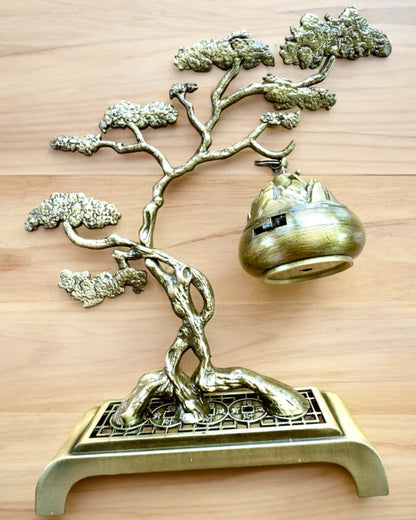 Elegant metallhållare för bonsai-rökelse - möjlighet till personlig gravyr som present