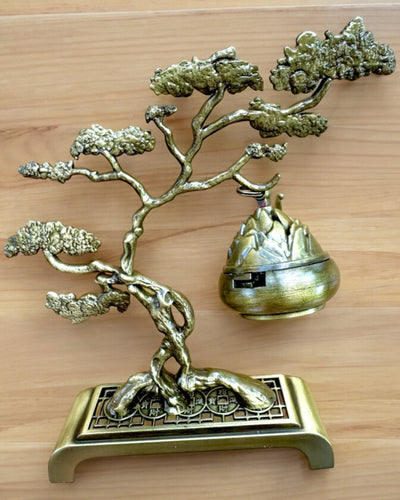 Elegant metallhållare för bonsai-rökelse - möjlighet till personlig gravyr som present